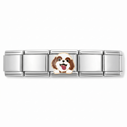 Charm Perro Shih Tzu en pulsera italiana de eslabones