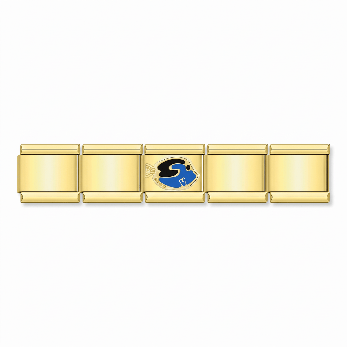 Charm Pez Azul en pulsera italiana de eslabones