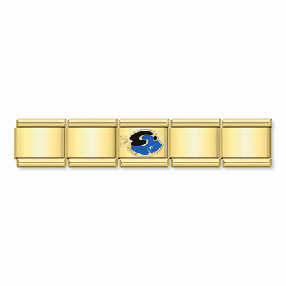 Charm Pez Azul en pulsera italiana de eslabones