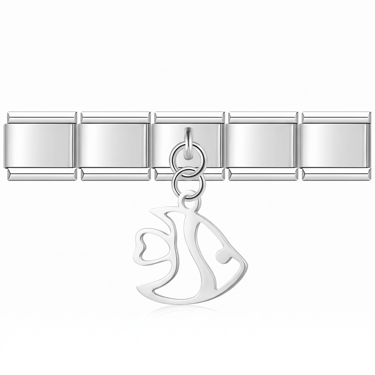 Charm Pez (Colgante, Plateado) en pulsera italiana de eslabones