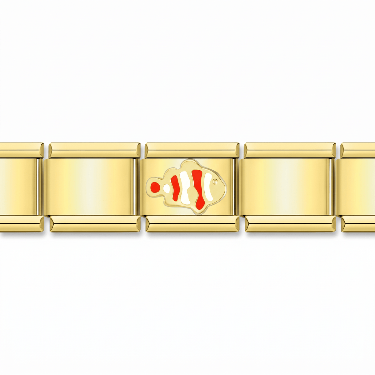 Charm Pez (Dorado) en pulsera italiana de eslabones
