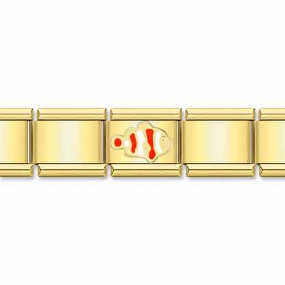 Charm Pez (Dorado) en pulsera italiana de eslabones