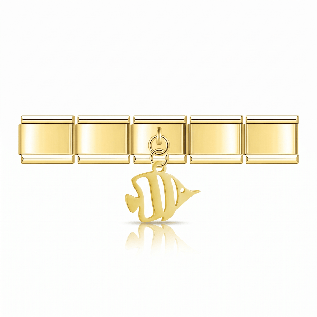 Charm Pez Mar (Colgante, Dorado) en pulsera italiana de eslabones