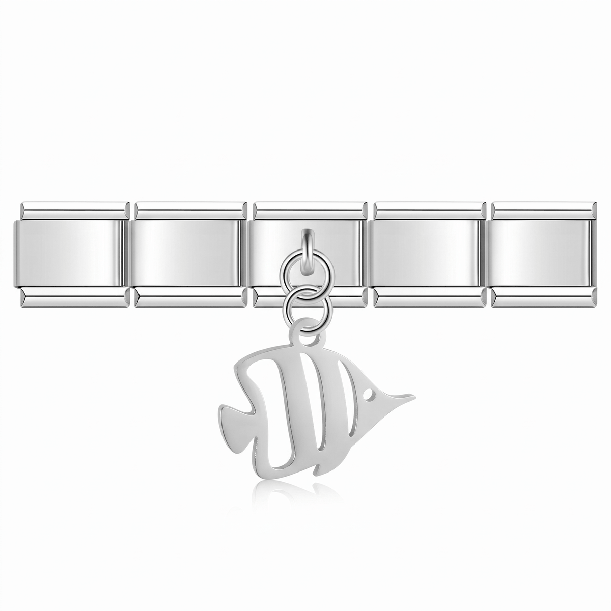 Charm Pez Mar (Colgante, Plateado) en pulsera italiana de eslabones