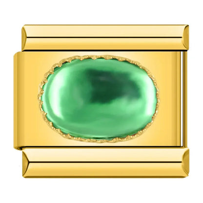 Charm Piedra verde y detalles dorados - Italian Charms