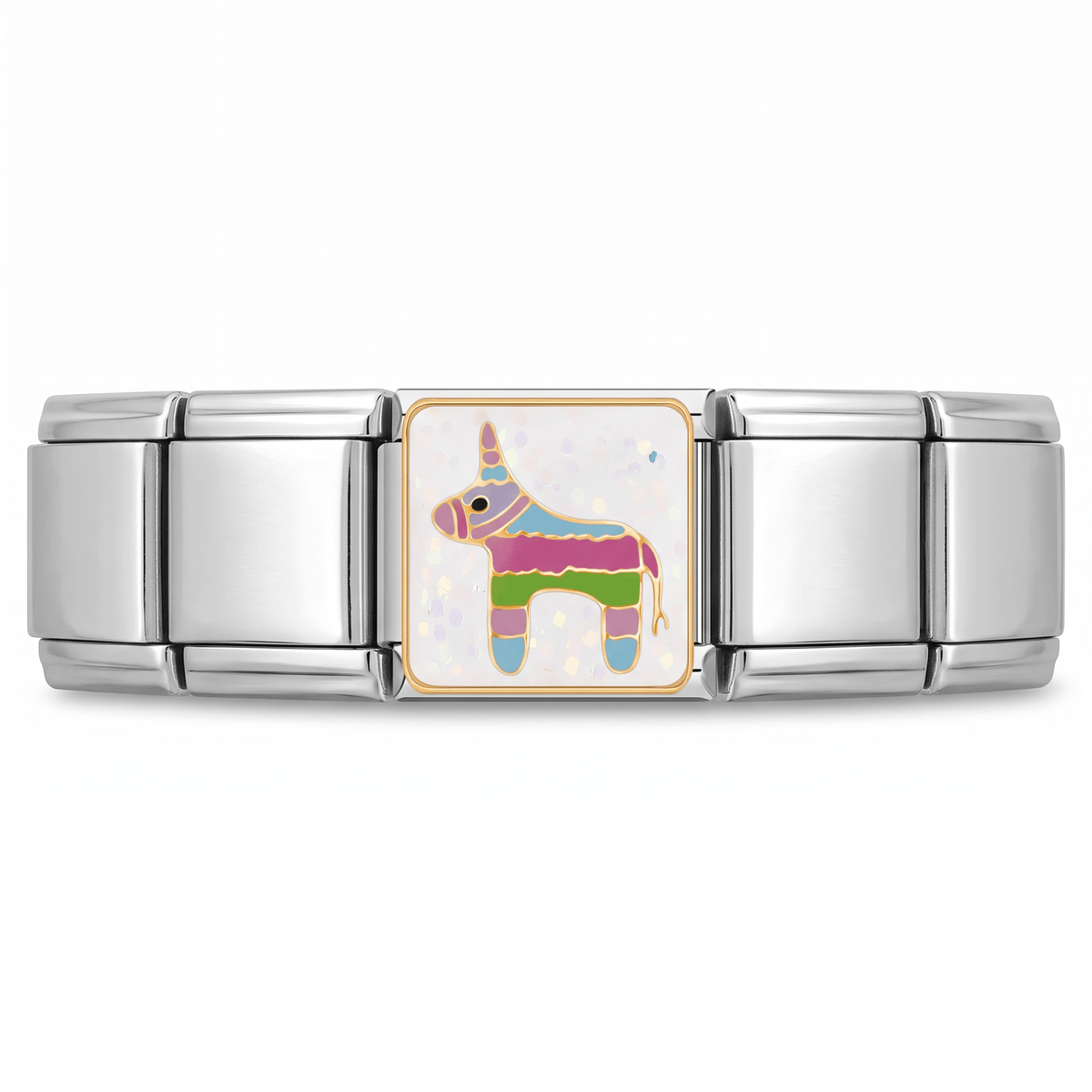 Charm Piñata (Burro) en pulsera italiana de eslabones