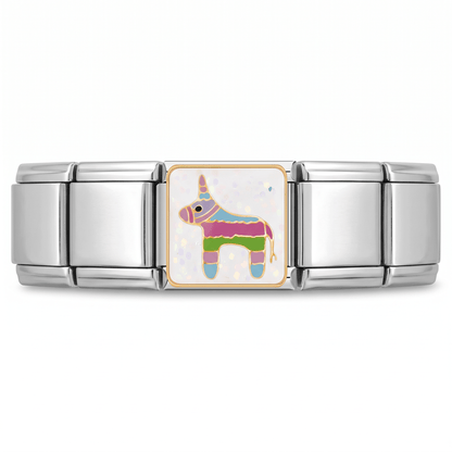 Charm Piñata (Burro) en pulsera italiana de eslabones
