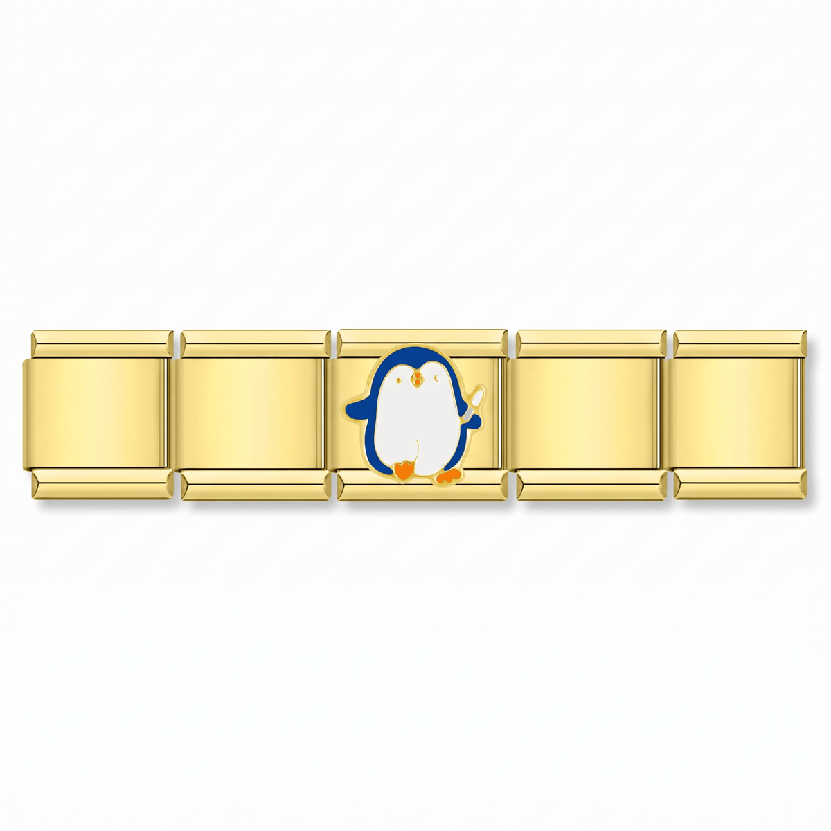 Charm Pingüino en pulsera italiana de eslabones