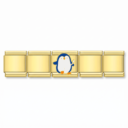 Charm Pingüino en pulsera italiana de eslabones