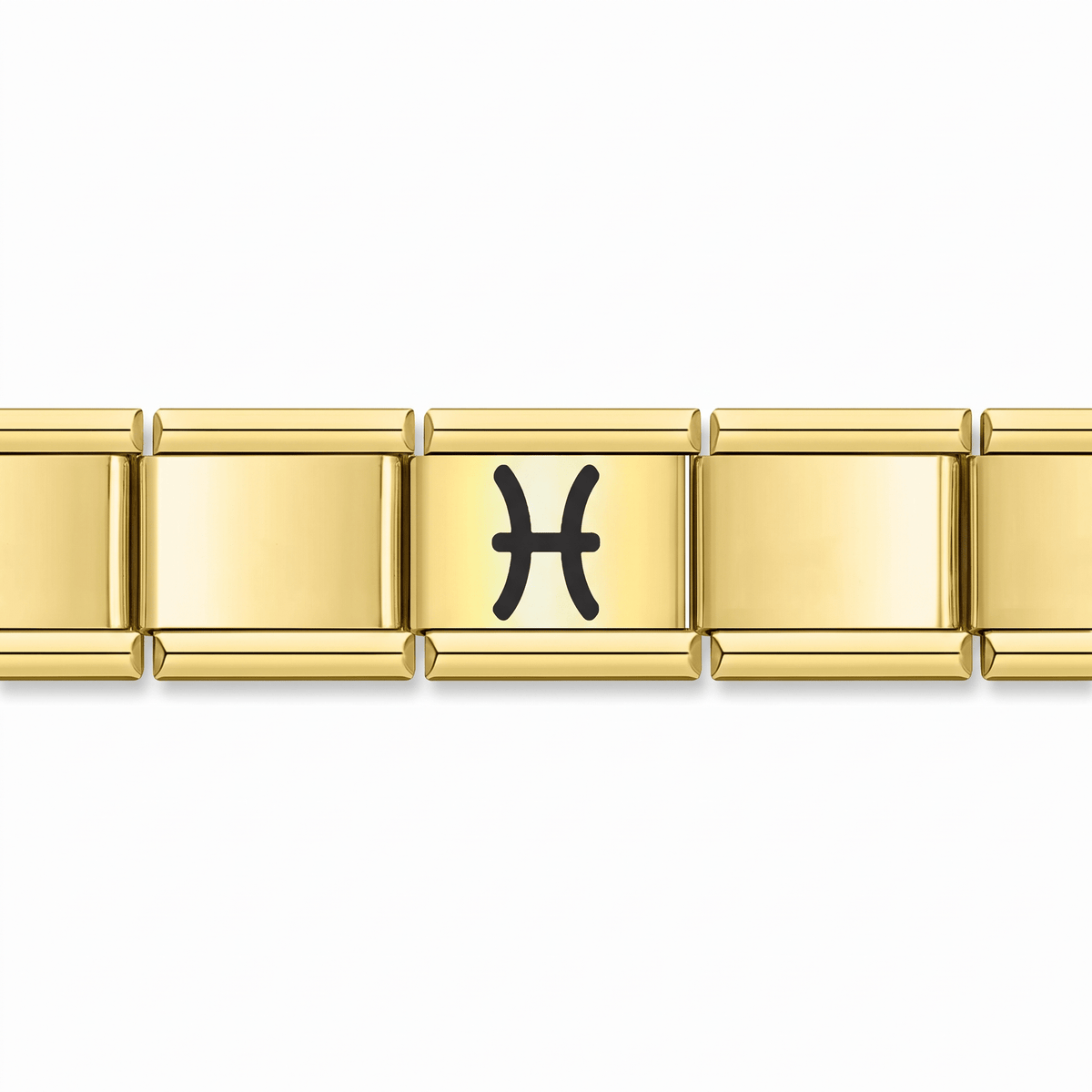 Charm Piscis (Dorado) en pulsera italiana de eslabones