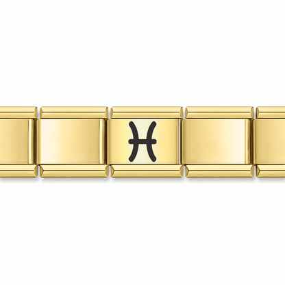 Charm Piscis (Dorado) en pulsera italiana de eslabones