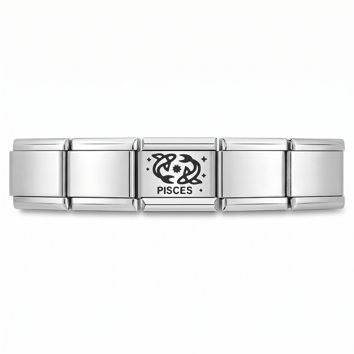 Charm Piscis (Plateado) en pulsera italiana de eslabones