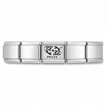 Charm Piscis (Plateado) en pulsera italiana de eslabones