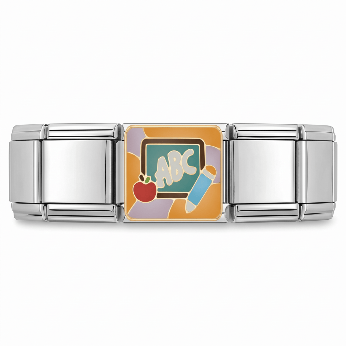 Charm Pizarron escuela en pulsera italiana de eslabones