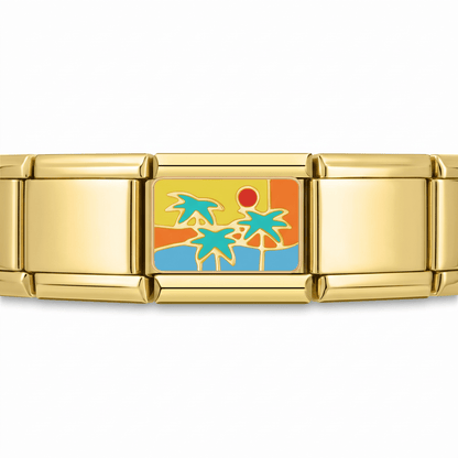 Charm Playa (Atardecer) en pulsera italiana de eslabones