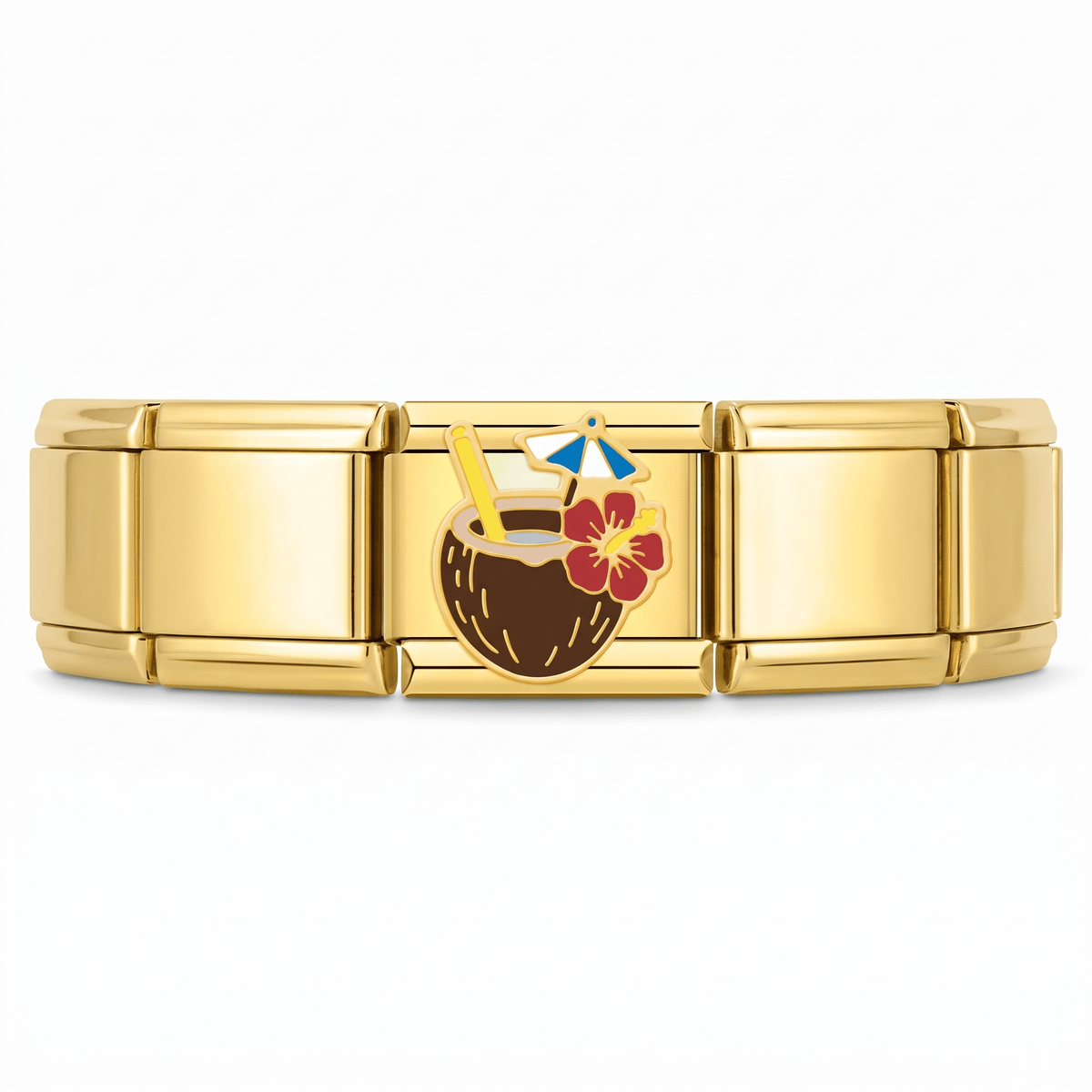 Charm Playa Coco en pulsera italiana de eslabones