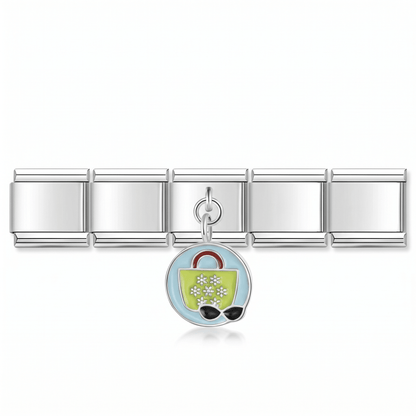 Charm Playa (Colgante) en pulsera italiana de eslabones