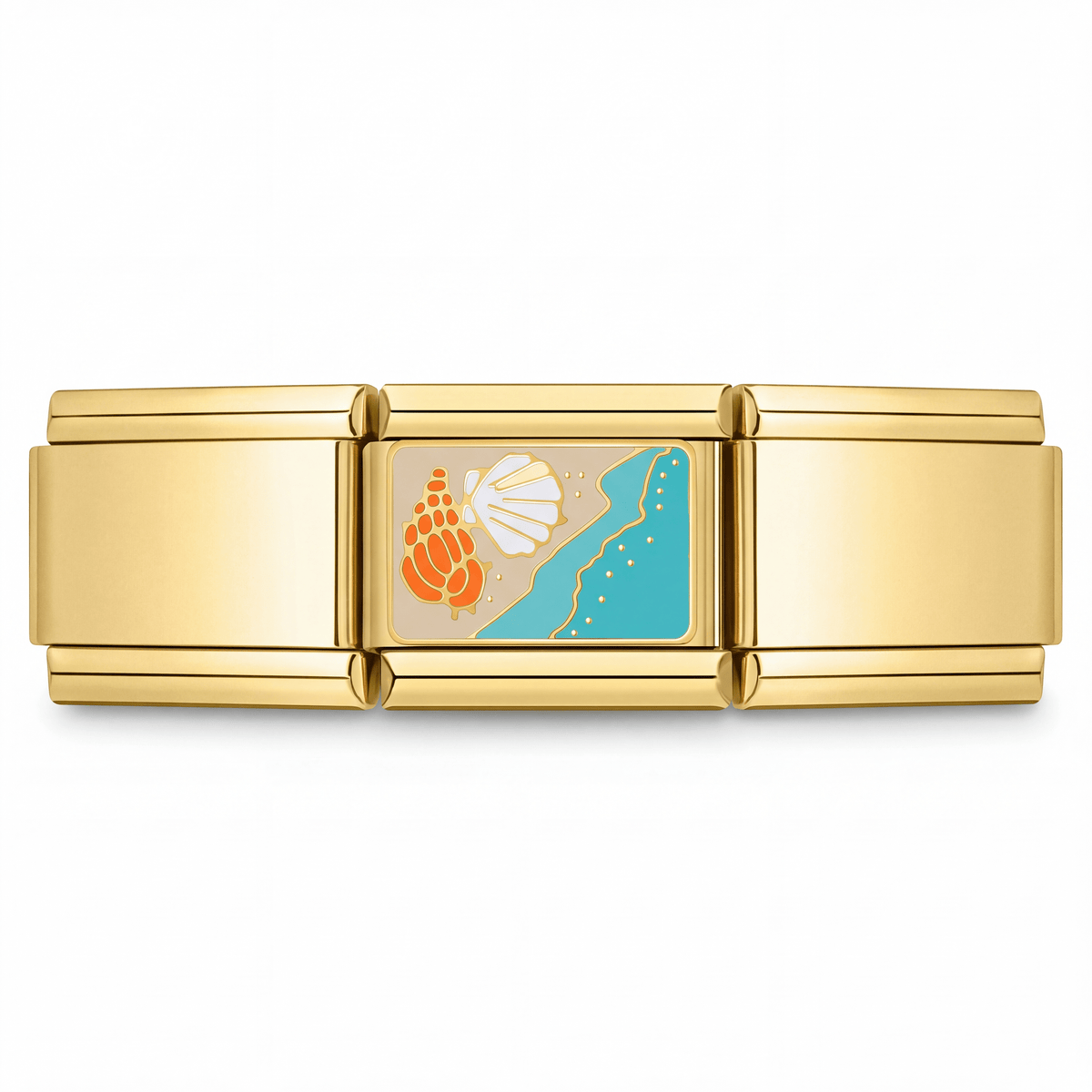 Charm Playa (Concha) en pulsera italiana de eslabones