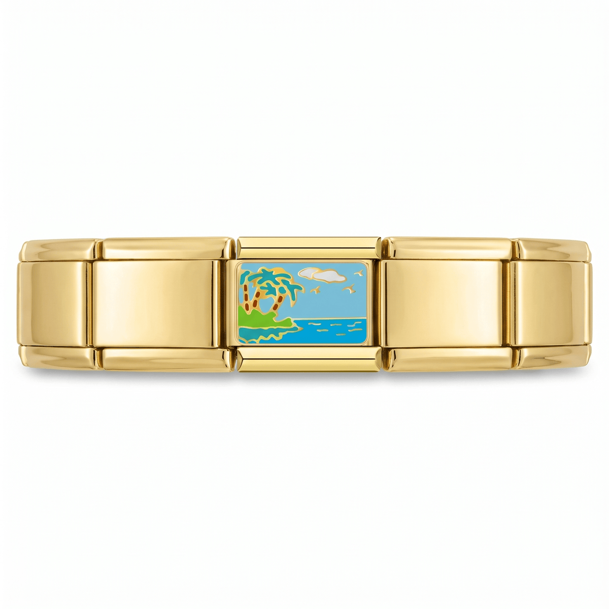 Charm Playa (Isla) en pulsera italiana de eslabones