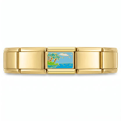 Charm Playa (Isla) en pulsera italiana de eslabones