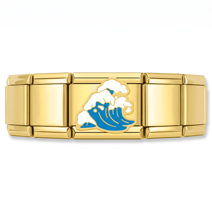 Charm Playa Mar en pulsera italiana de eslabones