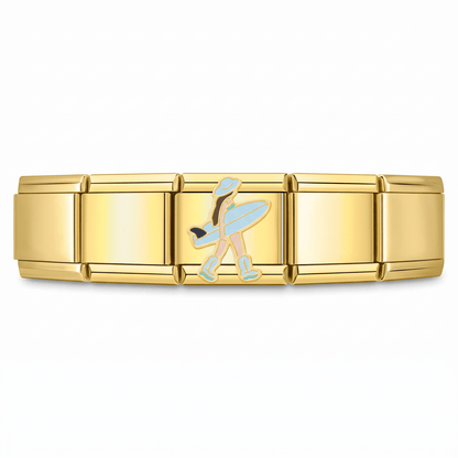 Charm Playa (Surfista) en pulsera italiana de eslabones