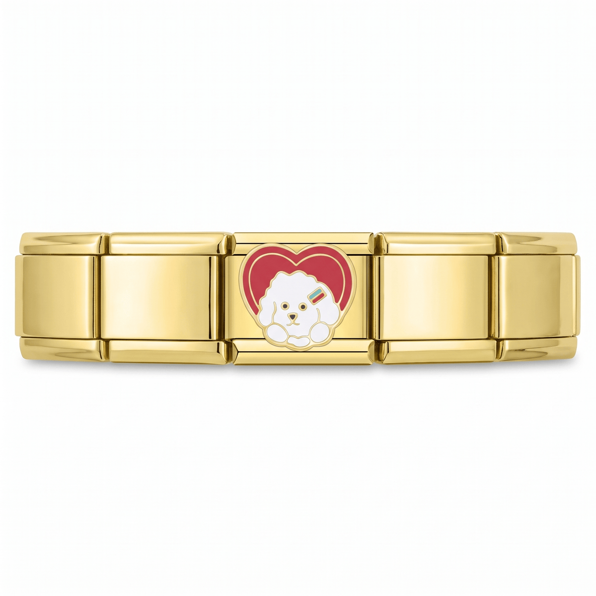 Charm poodle (Dorado) en pulsera italiana de eslabones