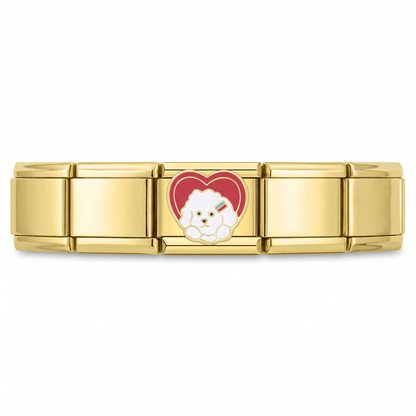 Charm poodle (Dorado) en pulsera italiana de eslabones
