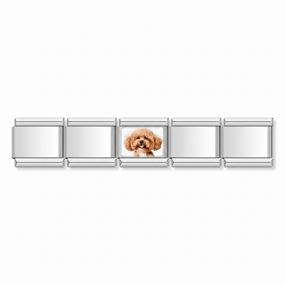 Charm Poodle (Plateado) en pulsera italiana de eslabones