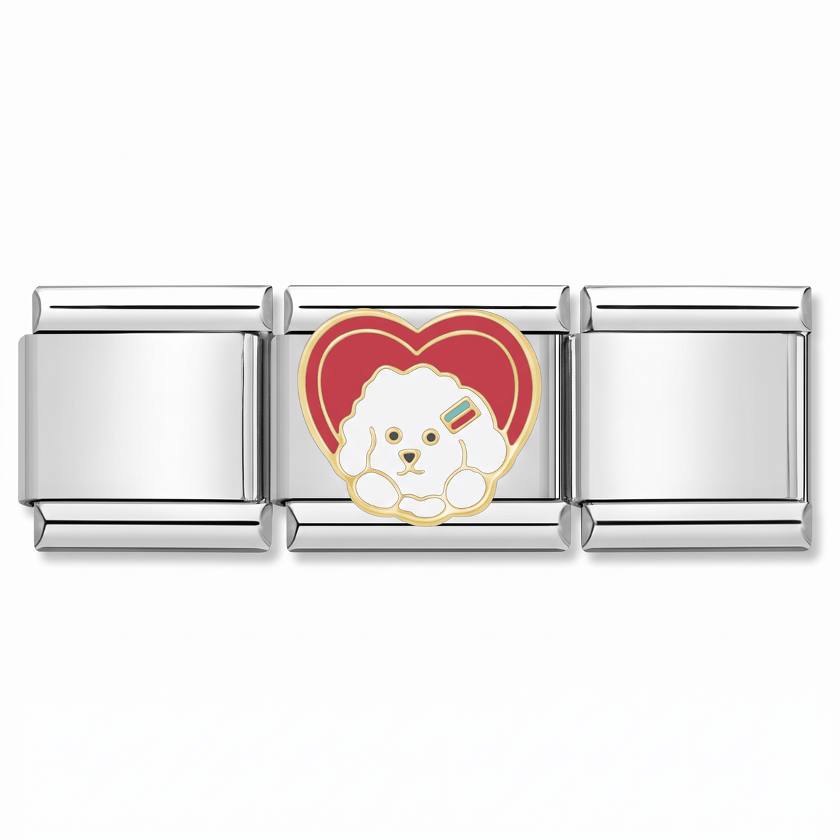 Charm Poodle Rojo en pulsera italiana de eslabones