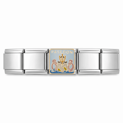 Charm Poseidón en pulsera italiana de eslabones