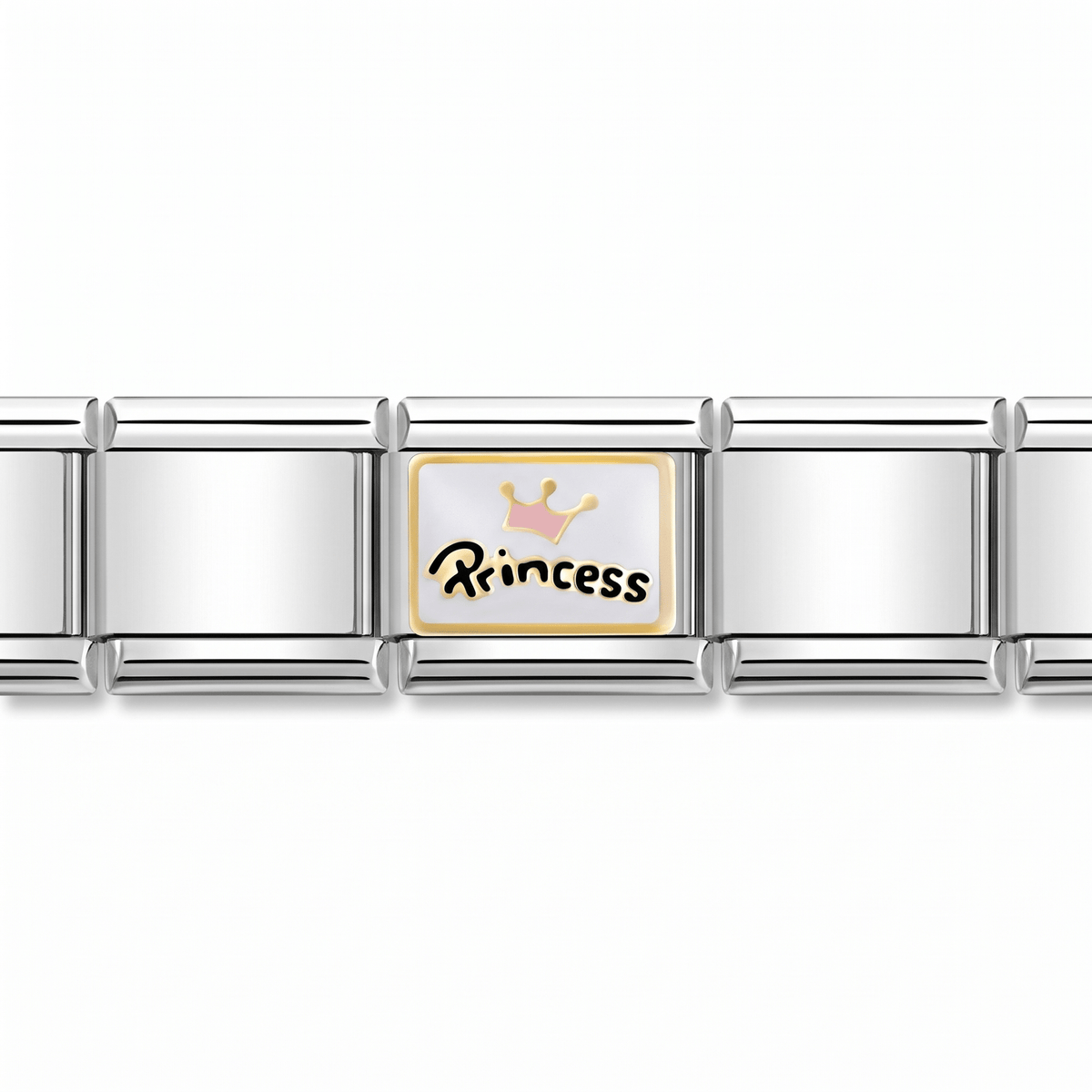 Charm Princesa (Plateado) en pulsera italiana de eslabones