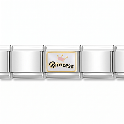 Charm Princesa (Plateado) en pulsera italiana de eslabones