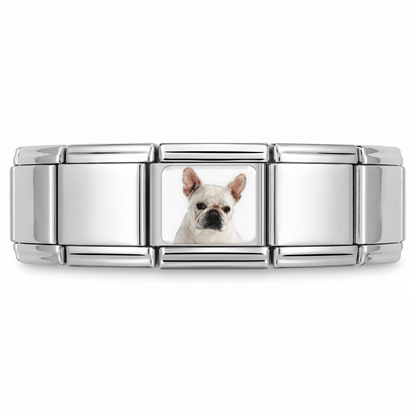 Charm Pug (Plateado) en pulsera italiana de eslabones