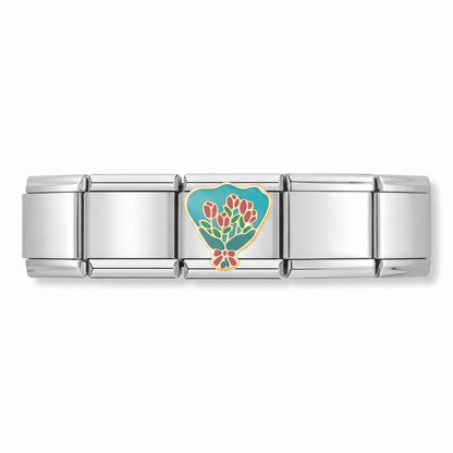 Charm Ramo de Tulipanes en pulsera italiana de eslabones