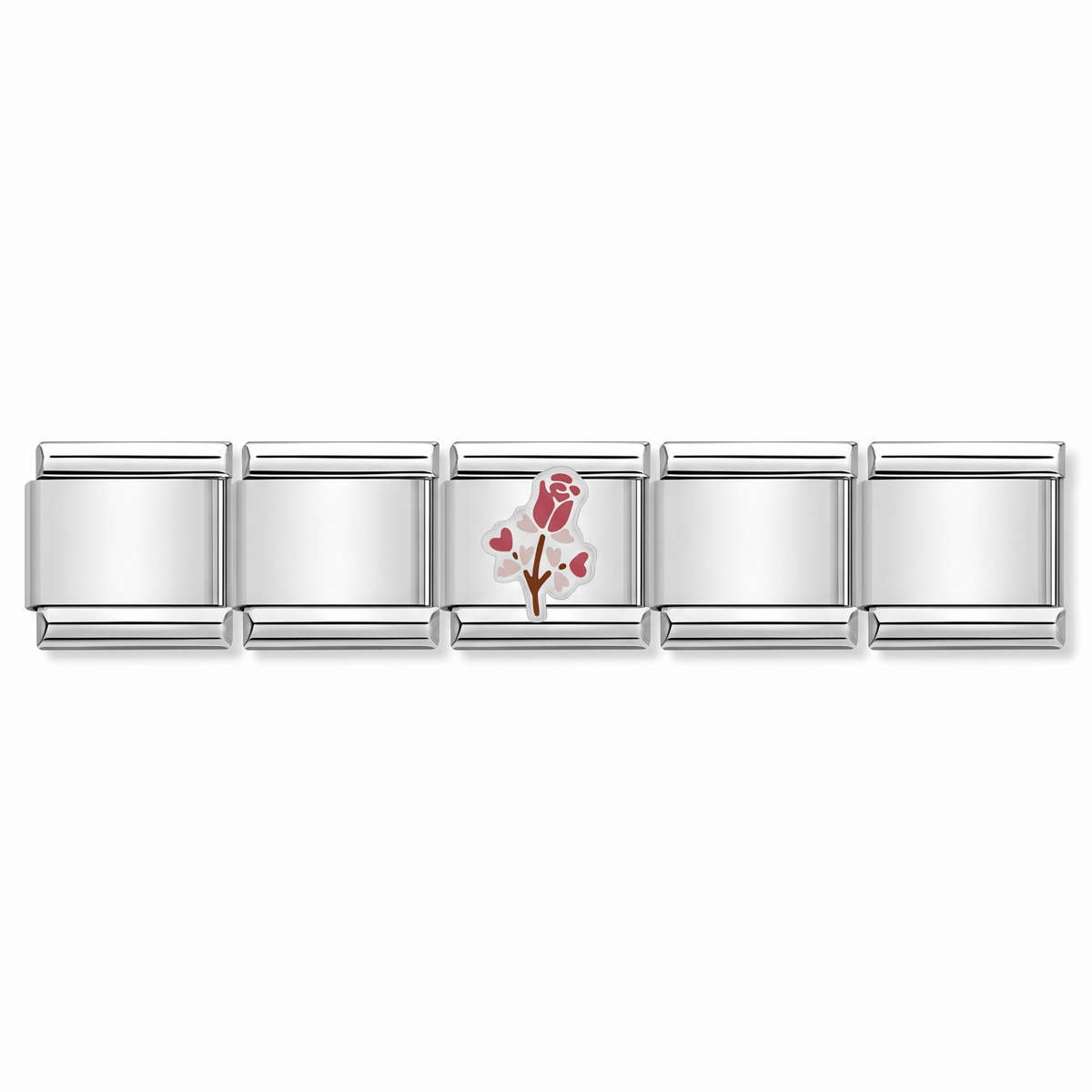 Charm Rosa Flor en pulsera italiana de eslabones