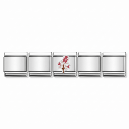 Charm Rosa Flor en pulsera italiana de eslabones