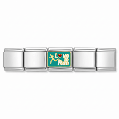 Charm Run Correr en pulsera italiana de eslabones