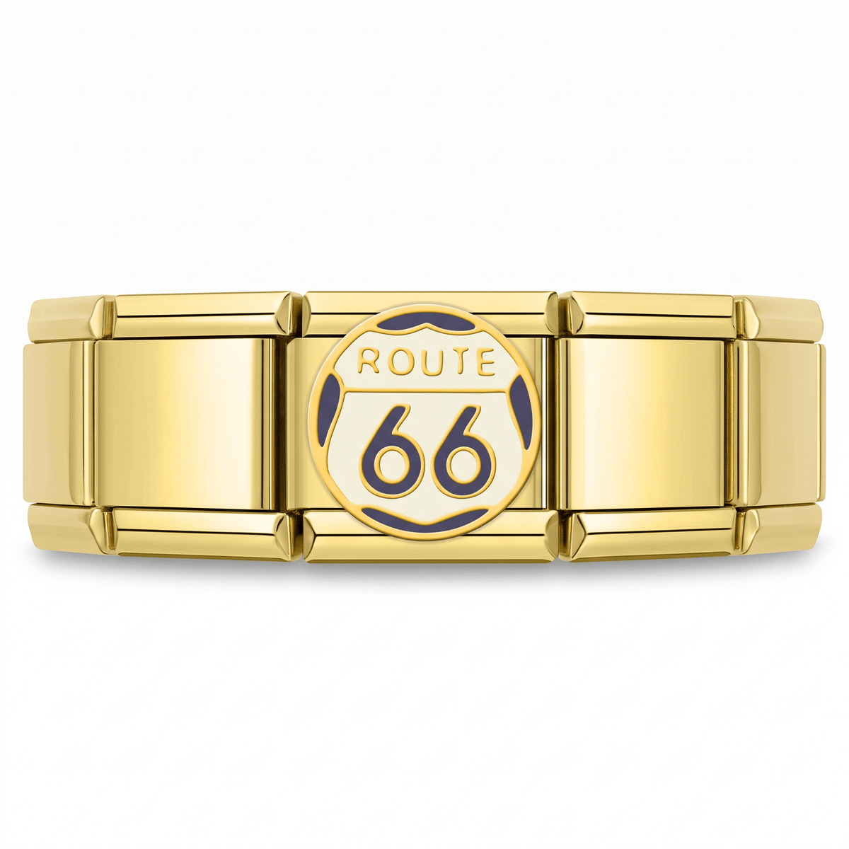 Charm Ruta 66 (Dorado) en pulsera italiana de eslabones