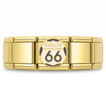 Charm Ruta 66 (Dorado) en pulsera italiana de eslabones