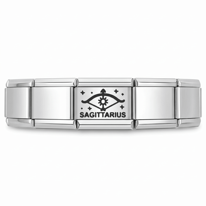 Charm Sagitario (Plateado) en pulsera italiana de eslabones