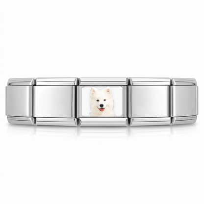 Charm Samoyedo en pulsera italiana de eslabones