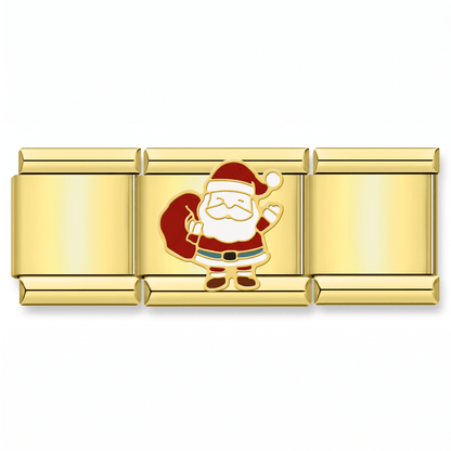 Charm Santa Claus (con Saco) en pulsera italiana de eslabones