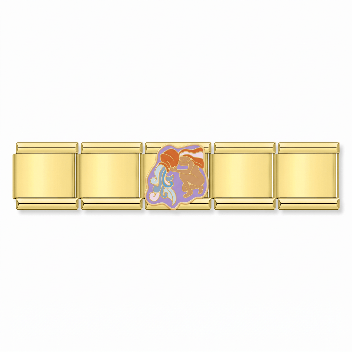Charm Signo Acuario en pulsera italiana de eslabones