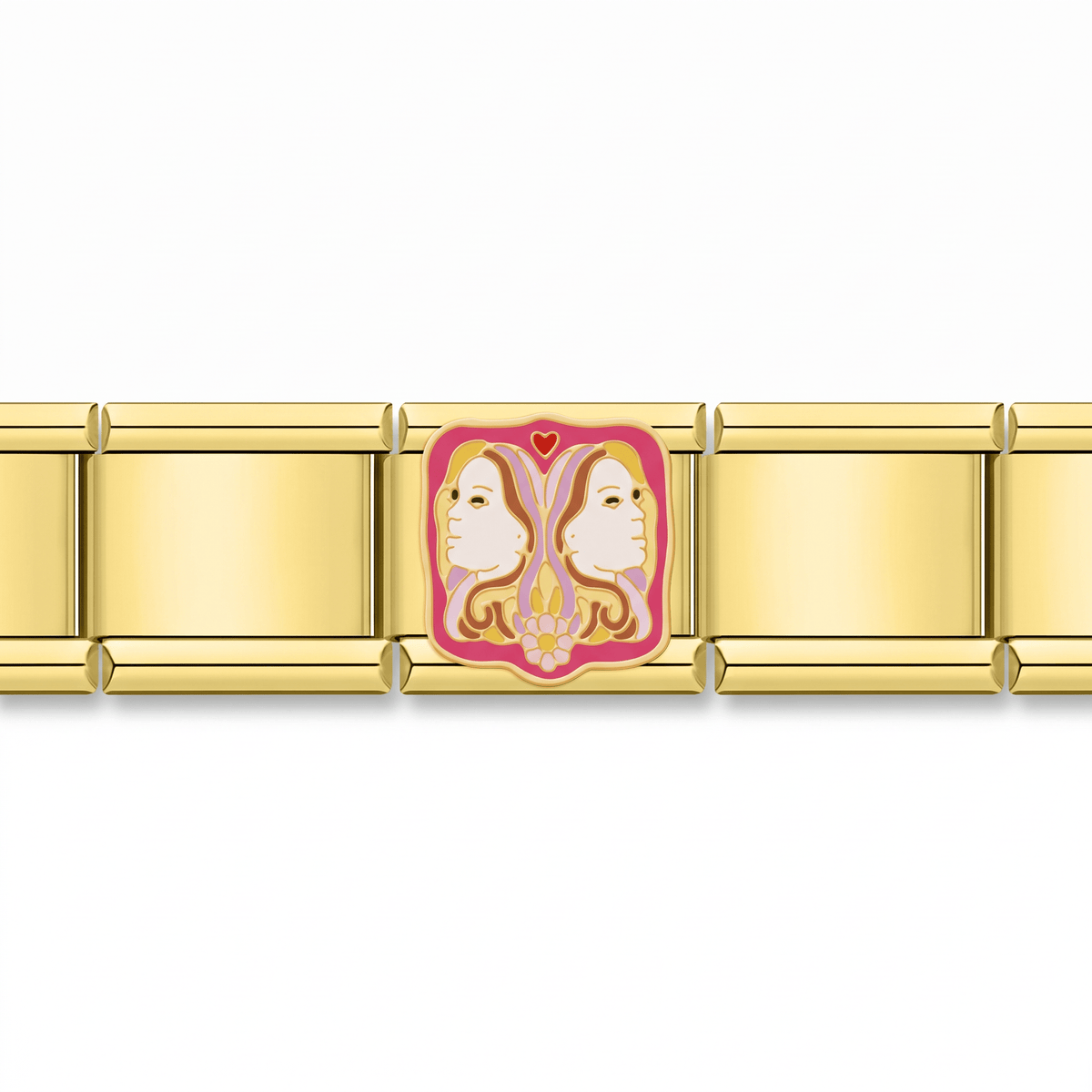 Charm Signo Géminis en pulsera italiana de eslabones