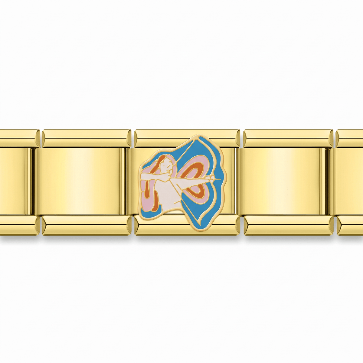 Charm Signo Sagitario en pulsera italiana de eslabones