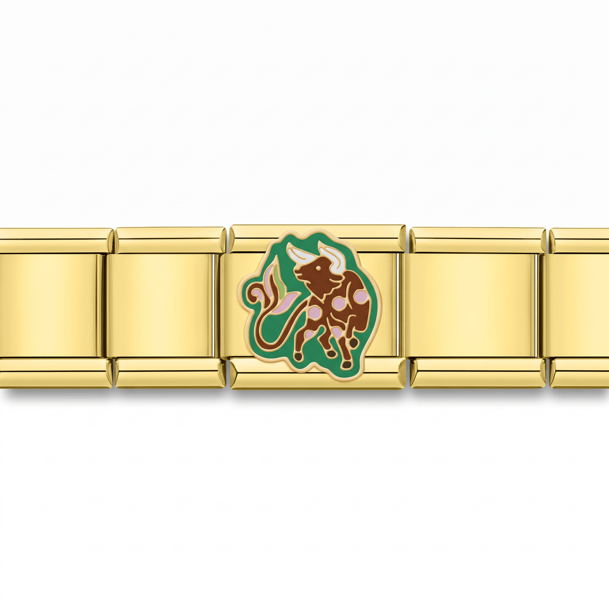 Charm Signo Tauro en pulsera italiana de eslabones