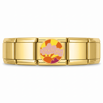 Charm Sol (Dorado) en pulsera italiana de eslabones