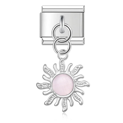 Charm Colgante Sol Rosa (Plateado) - Italian Charms
