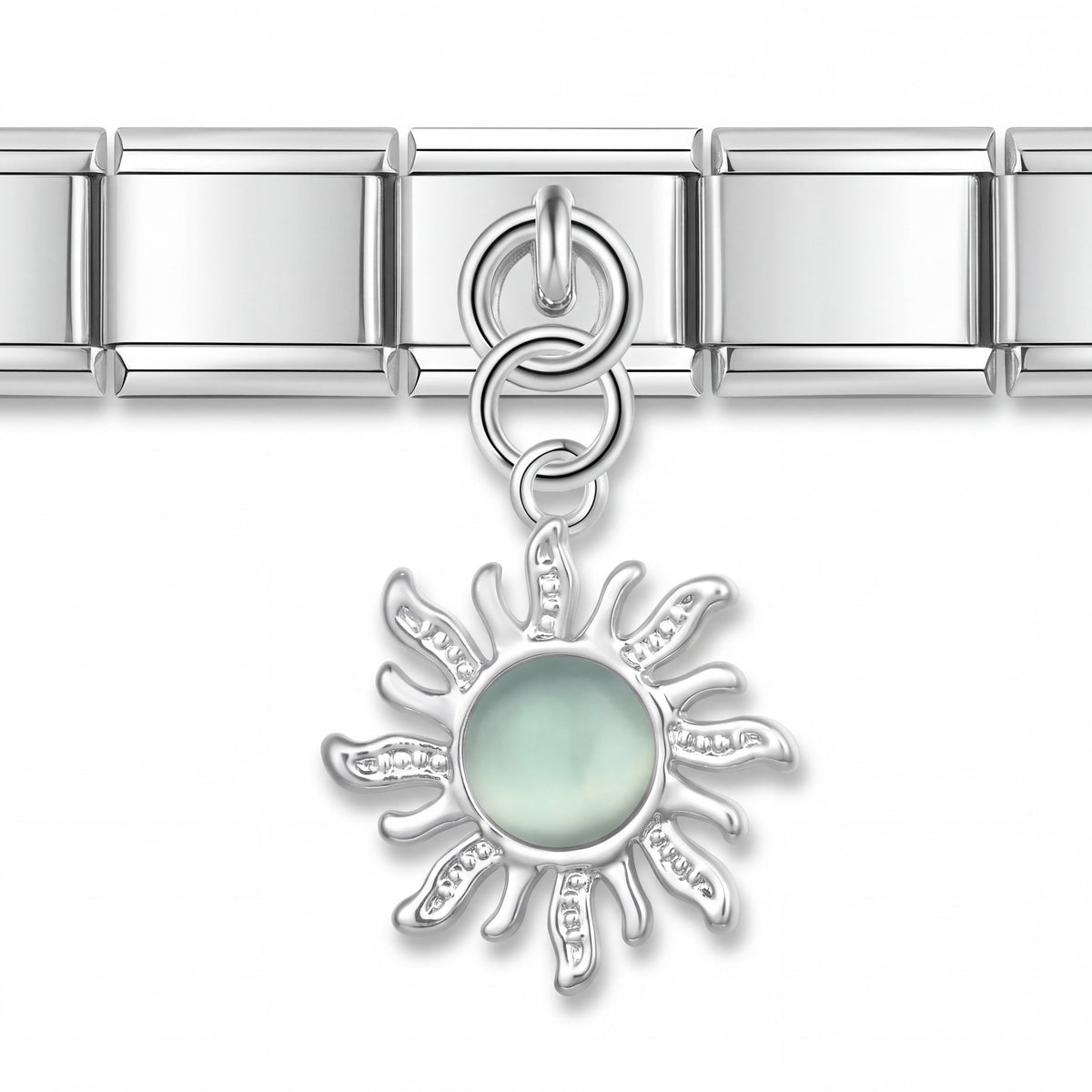 Charm Sol Verde en pulsera italiana de eslabones